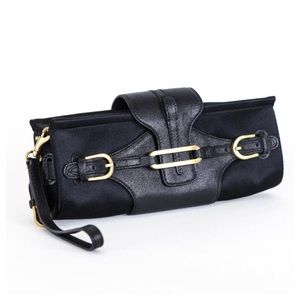 Jimmy Choo  Black Satin Ciggy Clutch